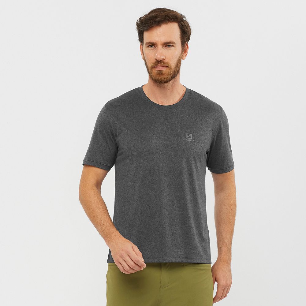 Salomon Singapore Mens T-shirts - EXPLORE M Grey | 07534-LTYP